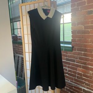 Pearl collared black dress